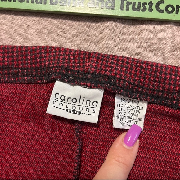 Vintage Plus Size 18/20 Carolina Colours Burgundy houndstooth midi skirt Retro - Picture 5 of 5